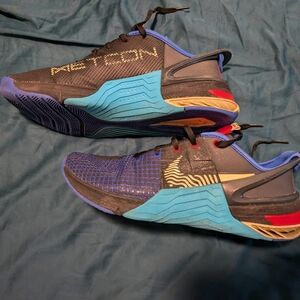 Used size 10.5M Nike Mens Metcon 8 FlyEase Navy Blue Black